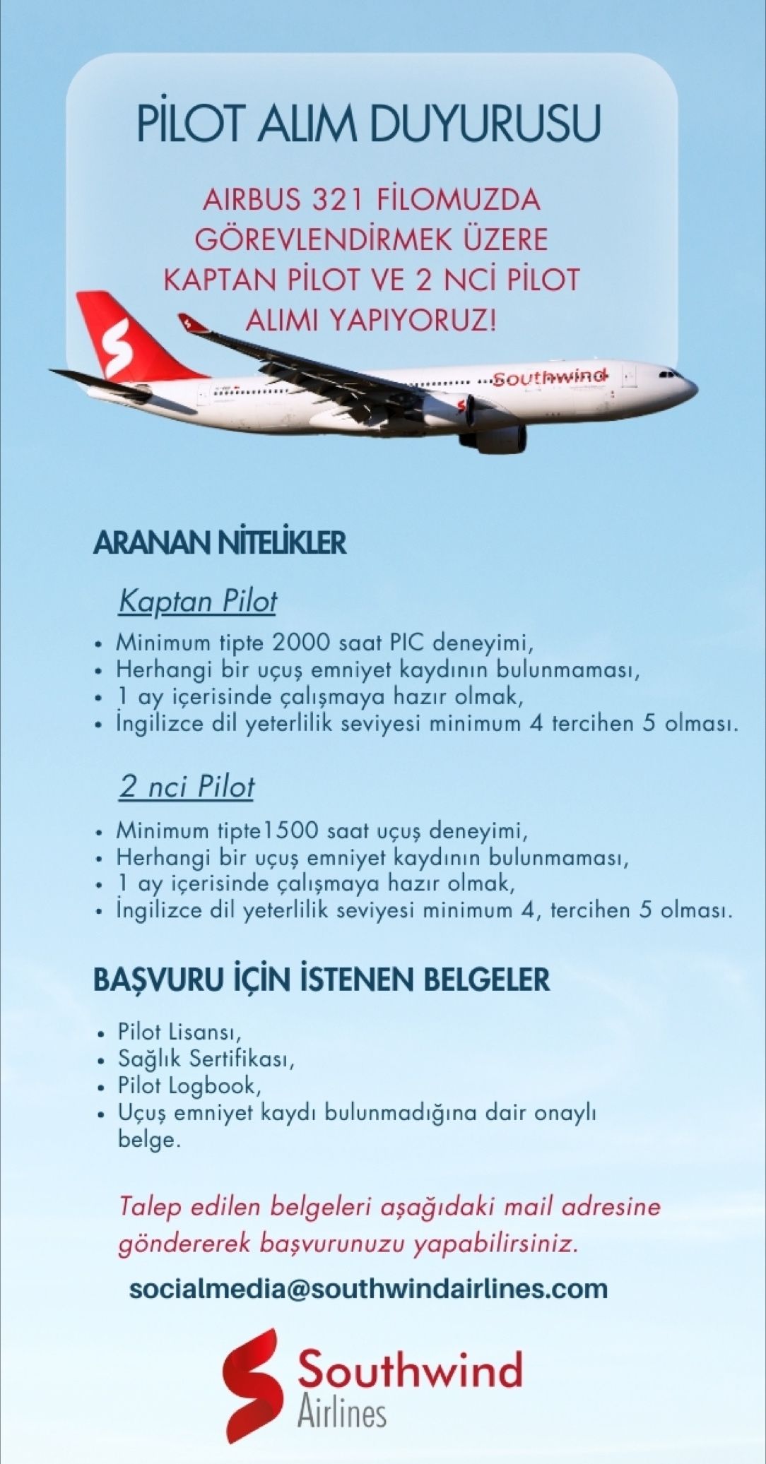 Southwest Pi̇lot İlani