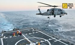 TCG Gelibolu helikopterle yakıt ikmali yaptı