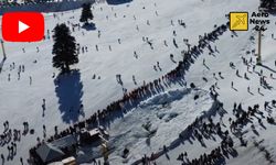 Uludağ'da kar kalığını 68 cm telesiyej sırası 100 metre