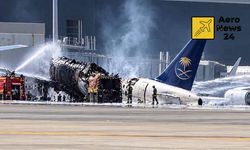 Riyad Havalimanı'nda Saudia uçağı alevler içinde kaldı