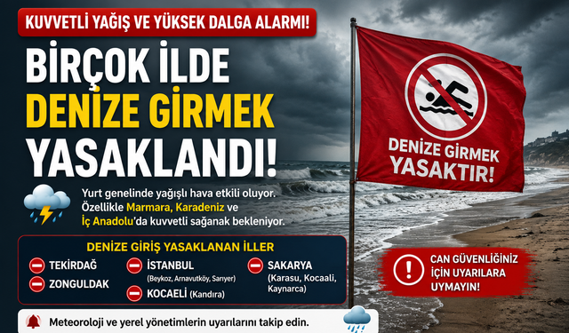 Kuvvetli yağış ve yüksek dalga alarmı: Birçok ilde denize girmek yasaklandı
