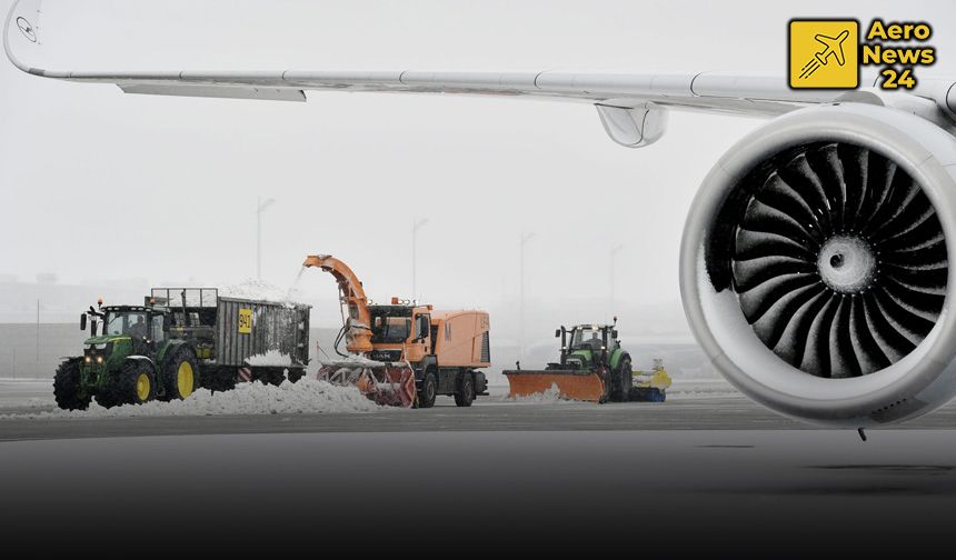 Münih Havalimanı'nda kar esareti!