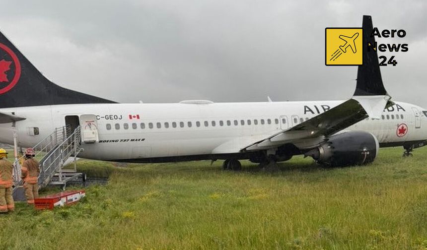 Air Canada'ya ait Boeing 737 MAX 8, Montreal'de taksi yolundan çıkarak çim alana saplandı