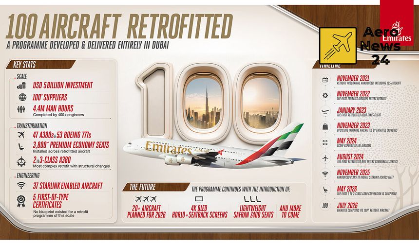 Emirates'in 5 milyar dolarlık dönüşüm programında önemli eşik:   100 uçak tamamen yenilendi