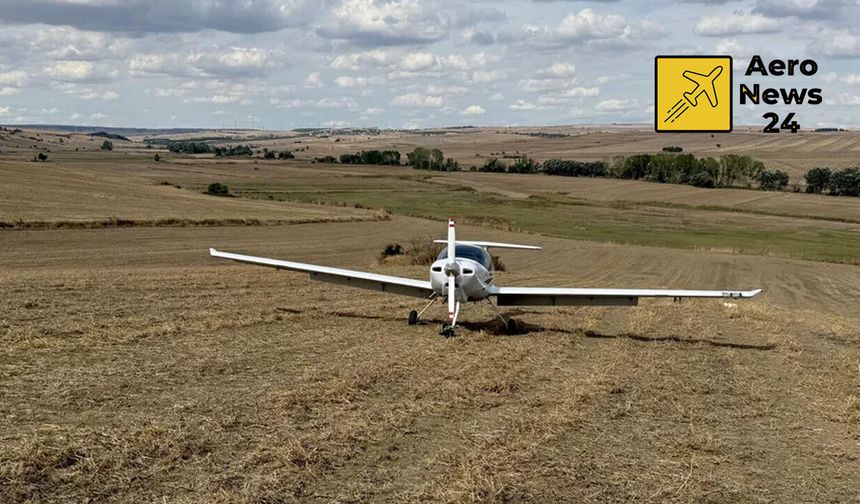 Eğitim uçağı Tekirdağ’da tarlaya zorunlu iniş yaptı